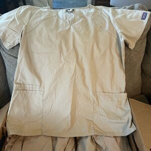 Cherokee scrub Tan Short Sleeve Shirt